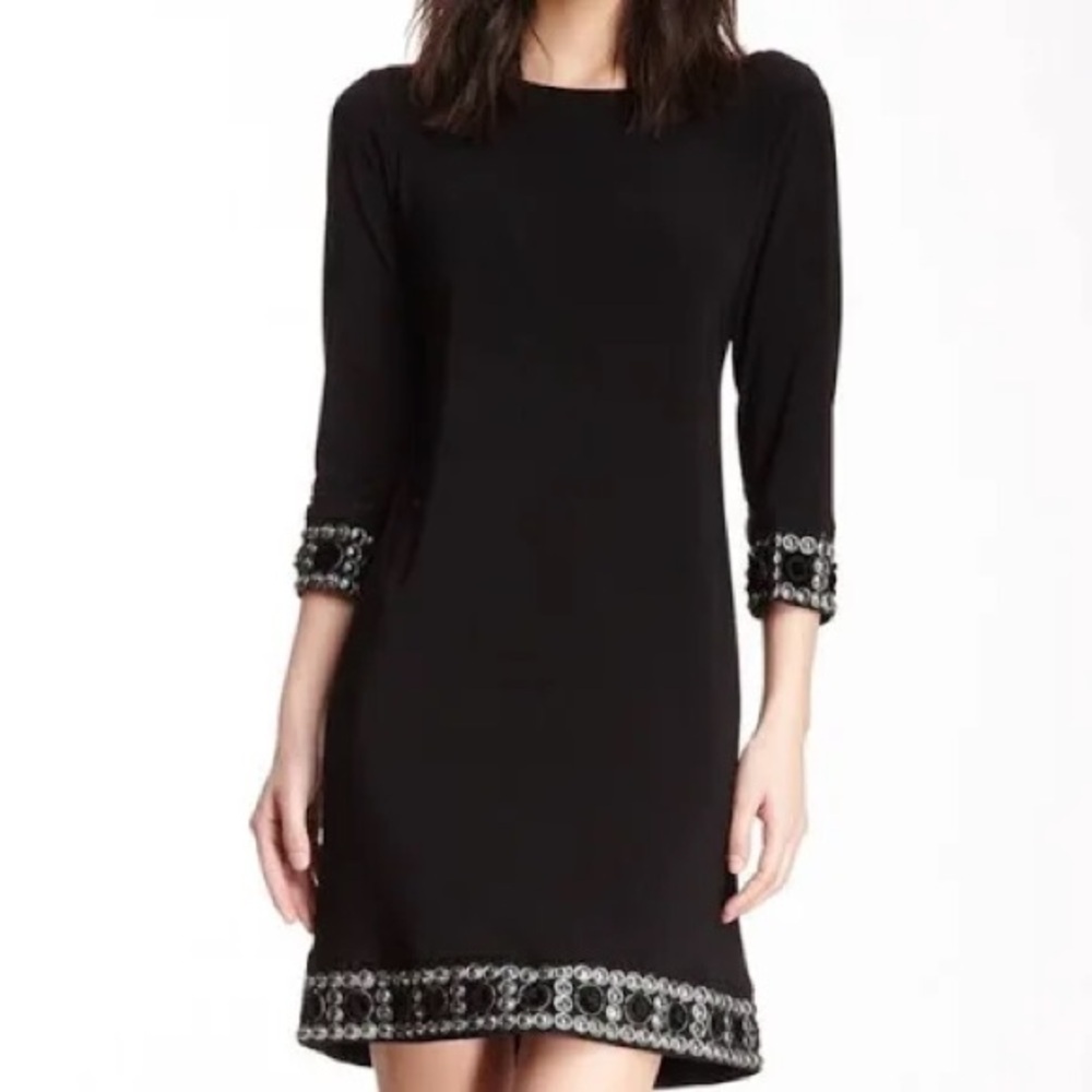 Tiana B. Black 3/4 Length Sleeve Jersey  Knee Length Dress 6